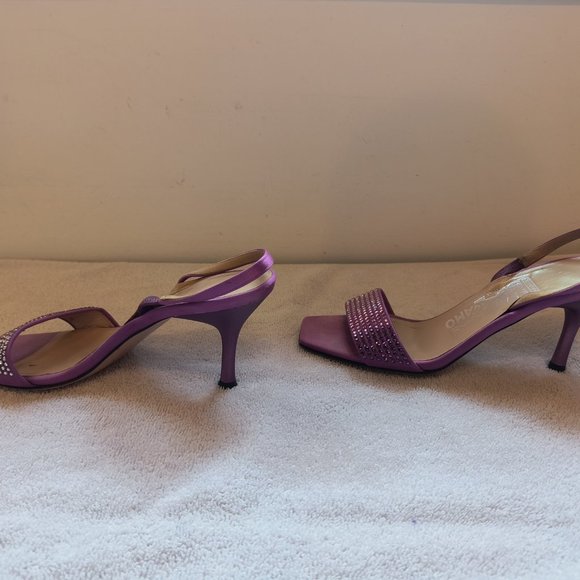 Salvatore Ferragamo pink Satin & Swarovski Crystal Ombre slingback heels - Picture 6 of 8